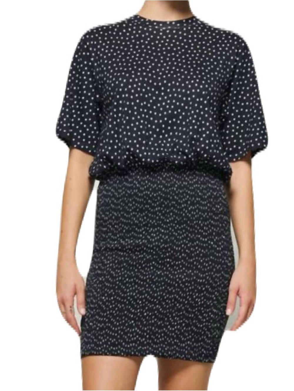 NEW Evereve Nation Large Black White Bess Cabana Polka Dot Smocked Midi Dress
